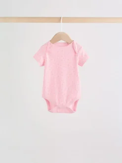 Rompertjes En Hemdjes*Next Roze bloemetjes - Set van 5 babyrompertjes met korte mouwen