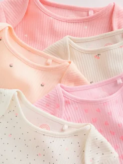 Rompertjes En Hemdjes*Next Roze bloemetjes - Set van 5 babyrompertjes met korte mouwen