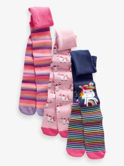 Sokken En Panty's|Sokken En Panty's|Next Roze en marineblauw - 3 Eenhoornmaillots met hoog katoengehalte
