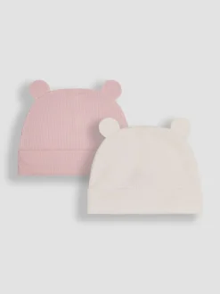 Mutsjes En Antikrabwantjes|Mutsen, Handschoenen En Sjaals*Jojo Maman Bébé - - 2 Babymutsen Roze geribbeld
