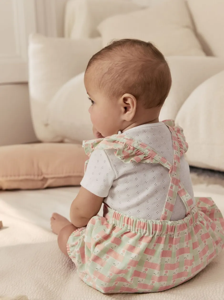 Rompertjes En Tuinbroeken|Tuinbroeken*Next Roze geruit - Baby Dungarees and Bodysuits Set 2 Piece (0mths-2yrs)