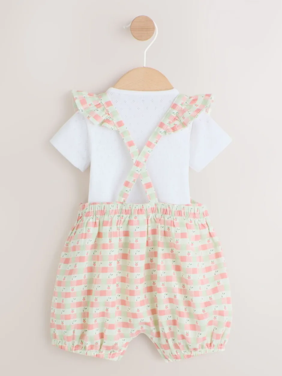 Rompertjes En Tuinbroeken|Tuinbroeken*Next Roze geruit - Baby Dungarees and Bodysuits Set 2 Piece (0mths-2yrs)