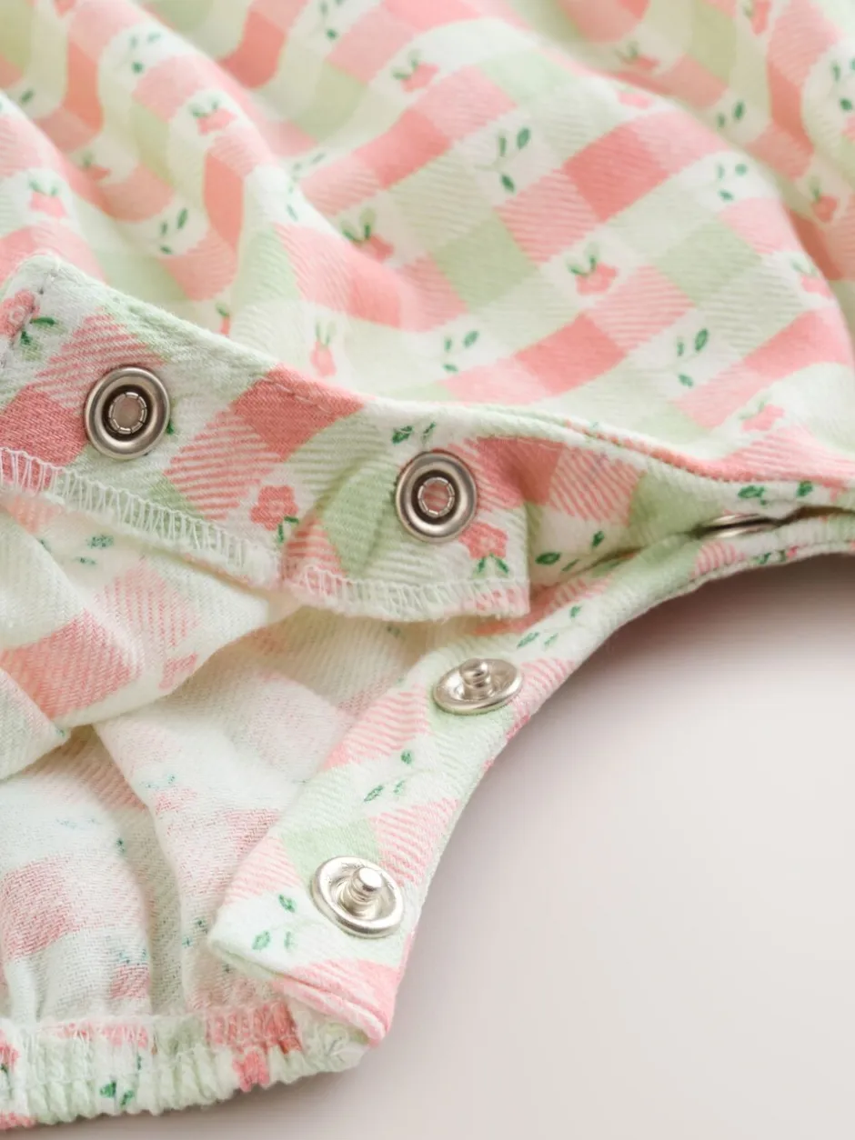 Rompertjes En Tuinbroeken|Tuinbroeken*Next Roze geruit - Baby Dungarees and Bodysuits Set 2 Piece (0mths-2yrs)