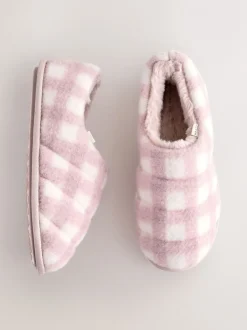 Pantoffels*Next - Quilted Faux Fur Shoot Slippers Roze geruit