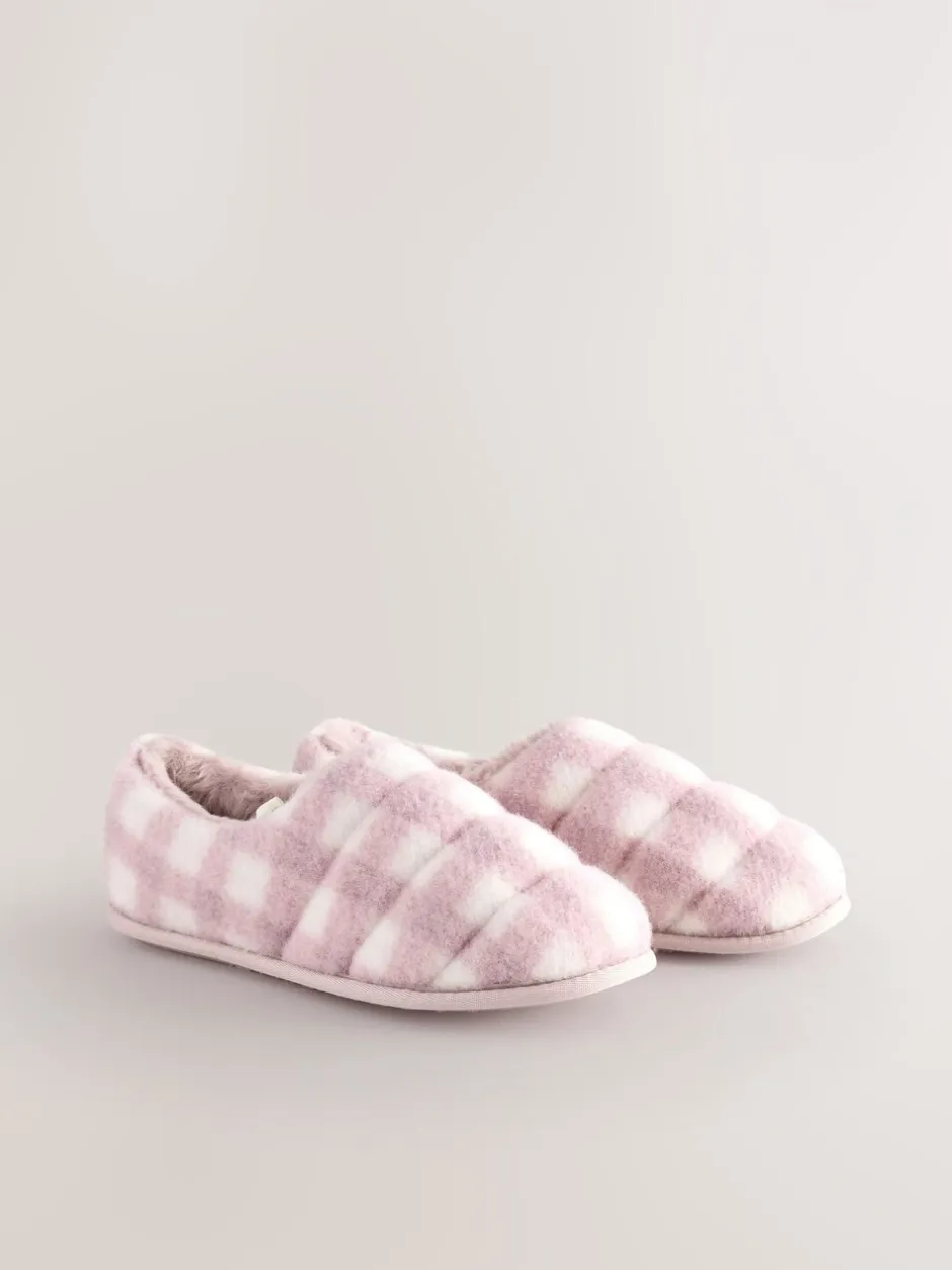 Pantoffels*Next - Quilted Faux Fur Shoot Slippers Roze geruit