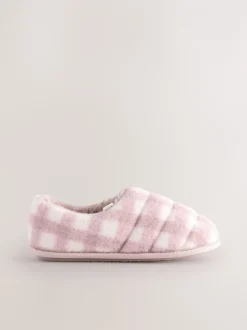 Pantoffels*Next - Quilted Faux Fur Shoot Slippers Roze geruit