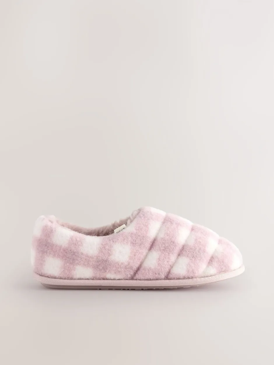 Pantoffels*Next - Quilted Faux Fur Shoot Slippers Roze geruit