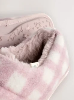 Pantoffels*Next - Quilted Faux Fur Shoot Slippers Roze geruit