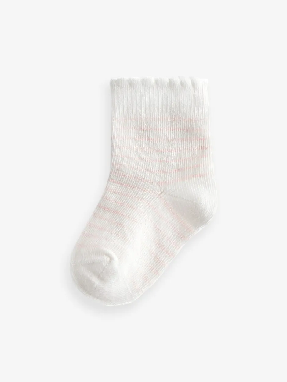 Sokken En Panty's*Next - Verpakking van 5 paar babysokken (0 mnd-2 jr) Roze gestreept met hart