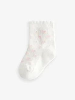 Sokken En Panty's*Next - Verpakking van 5 paar babysokken (0 mnd-2 jr) Roze gestreept met hart