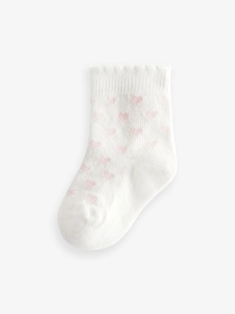Sokken En Panty's*Next - Verpakking van 5 paar babysokken (0 mnd-2 jr) Roze gestreept met hart