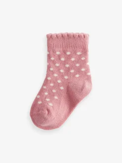 Sokken En Panty's*Next - Verpakking van 5 paar babysokken (0 mnd-2 jr) Roze gestreept met hart