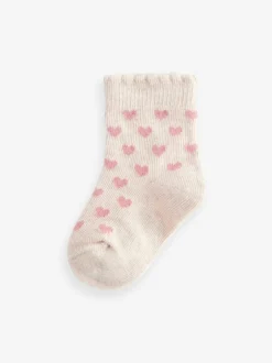 Sokken En Panty's*Next - Verpakking van 5 paar babysokken (0 mnd-2 jr) Roze gestreept met hart