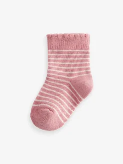 Sokken En Panty's*Next - Verpakking van 5 paar babysokken (0 mnd-2 jr) Roze gestreept met hart