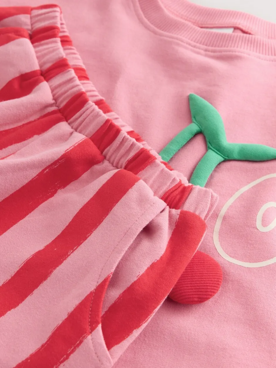 Sets En Combisets|Truien En Breisels*Next - Set met top met lange mouwen en broek met wijde pijpen (3mnd-7jr) Roze gewatteerde kers