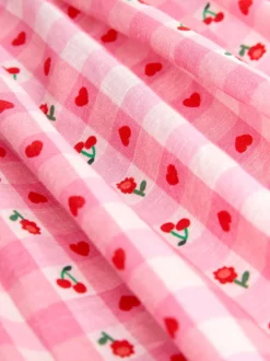 Jurken|Jurken*Next - Double Ruffle Sleeve Dress (3mths-8yrs) Roze gingham