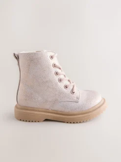 Boots*Next - Enkellaarzen met vetersluiting Roze glinstering
