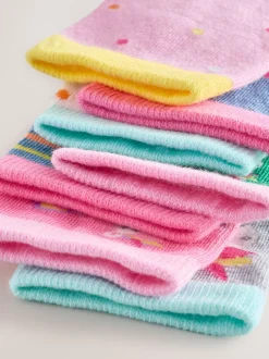Sokken En Panty's|Multipacks|Next Roze, groen en blauw - 7 Paar enkelsokken met hoog katoengehalte en eenhoorn