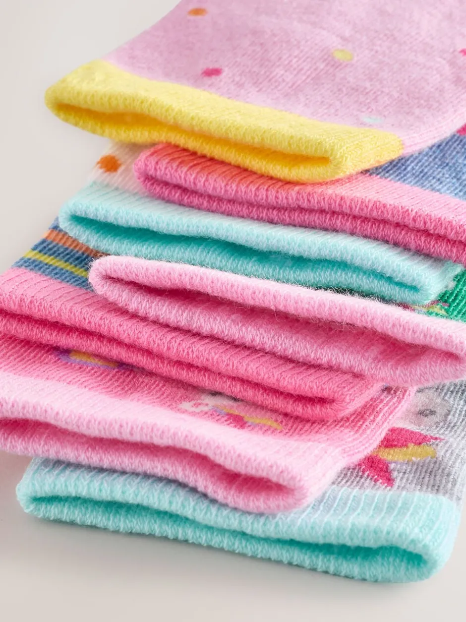 Sokken En Panty's|Multipacks|Next Roze, groen en blauw - 7 Paar enkelsokken met hoog katoengehalte en eenhoorn