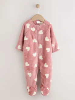 Babypakjes En Babypyjama's|Next - Fleece babypyjama Roze hartenprint