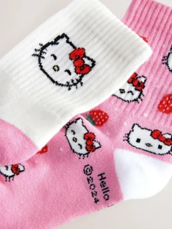 Sokken En Panty's*Next Roze Hello Kitty - 2 Paar enkelsokken met hoog katoengehalte