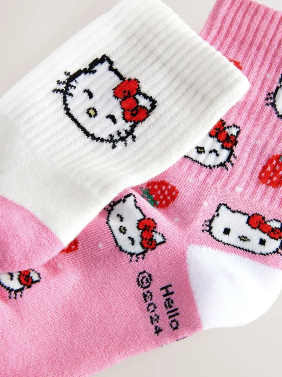 Sokken En Panty's*Next Roze Hello Kitty - 2 Paar enkelsokken met hoog katoengehalte