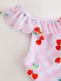 Badkleding*Next - Badpak met ruches (3 - 16 jr) Roze kersen geruit