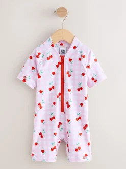 Badkleding|Badkleding|Next Roze kersen geruit - Zonbeschermend badpak (3 mnd-10 jr)