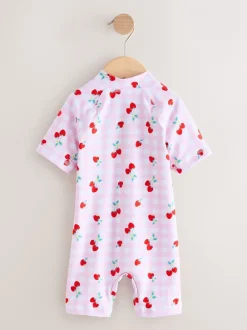 Badkleding|Badkleding|Next Roze kersen geruit - Zonbeschermend badpak (3 mnd-10 jr)