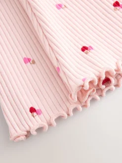 Broeken En Leggings*Next Roze kersenharten - Geribbelde flare legging (3 mnd-7 jr)