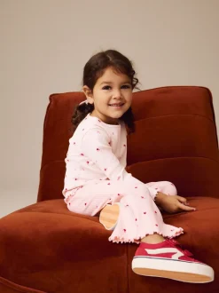 Broeken En Leggings*Next Roze kersenharten - Geribbelde flare legging (3 mnd-7 jr)