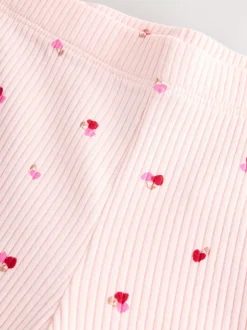 Broeken En Leggings*Next Roze kersenharten - Geribbelde flare legging (3 mnd-7 jr)