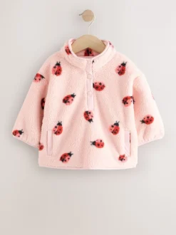 Truien En Breisels|Jassen, Jacks En Kinderwagenpakjes|Next - Half Popper Fleece (3mnd -7jr) Roze lieveheersbeestje