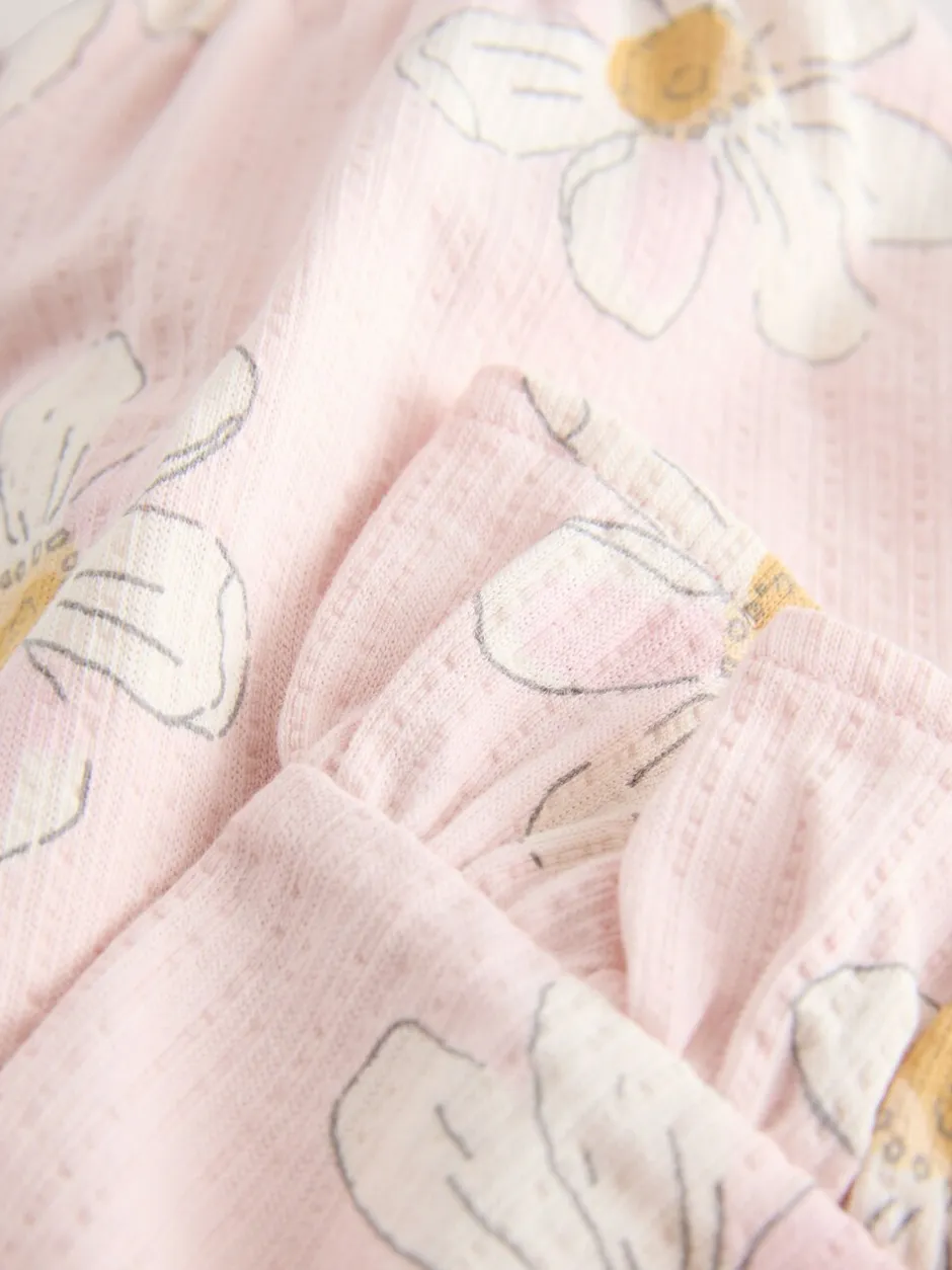Broeken En Leggings*Next Roze met bloemenprint - Wide Leg Frill Trousers (3mths-7yrs)