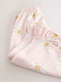 Broeken En Leggings*Next Roze met bloemenprint - Wide Leg Frill Trousers (3mths-7yrs)