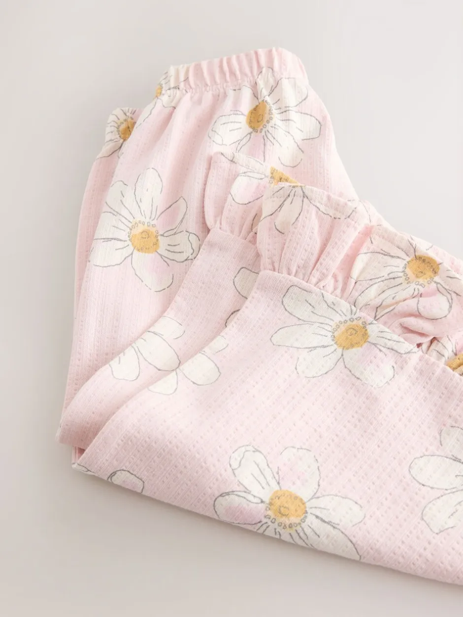 Broeken En Leggings*Next Roze met bloemenprint - Wide Leg Frill Trousers (3mths-7yrs)