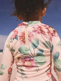 Badkleding|Badkleding|Next - Zonbeschermende zwemset (3 mnd-7 jr) Roze met bloemenprint