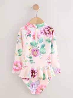 Badkleding|Badkleding|Next - Zonbeschermende zwemset (3 mnd-7 jr) Roze met bloemenprint