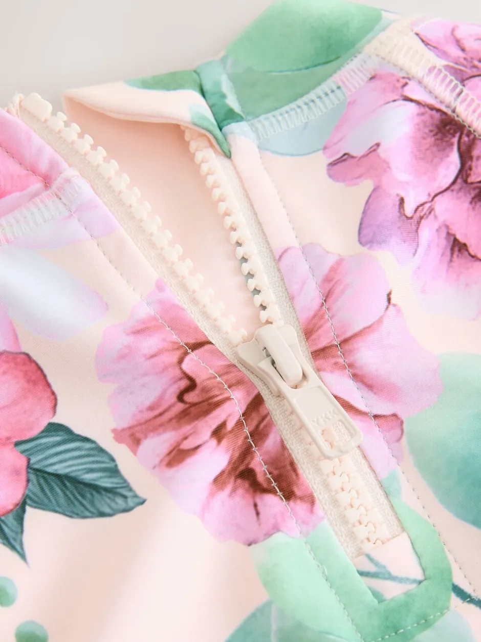 Badkleding|Badkleding|Next - Zonbeschermende zwemset (3 mnd-7 jr) Roze met bloemenprint