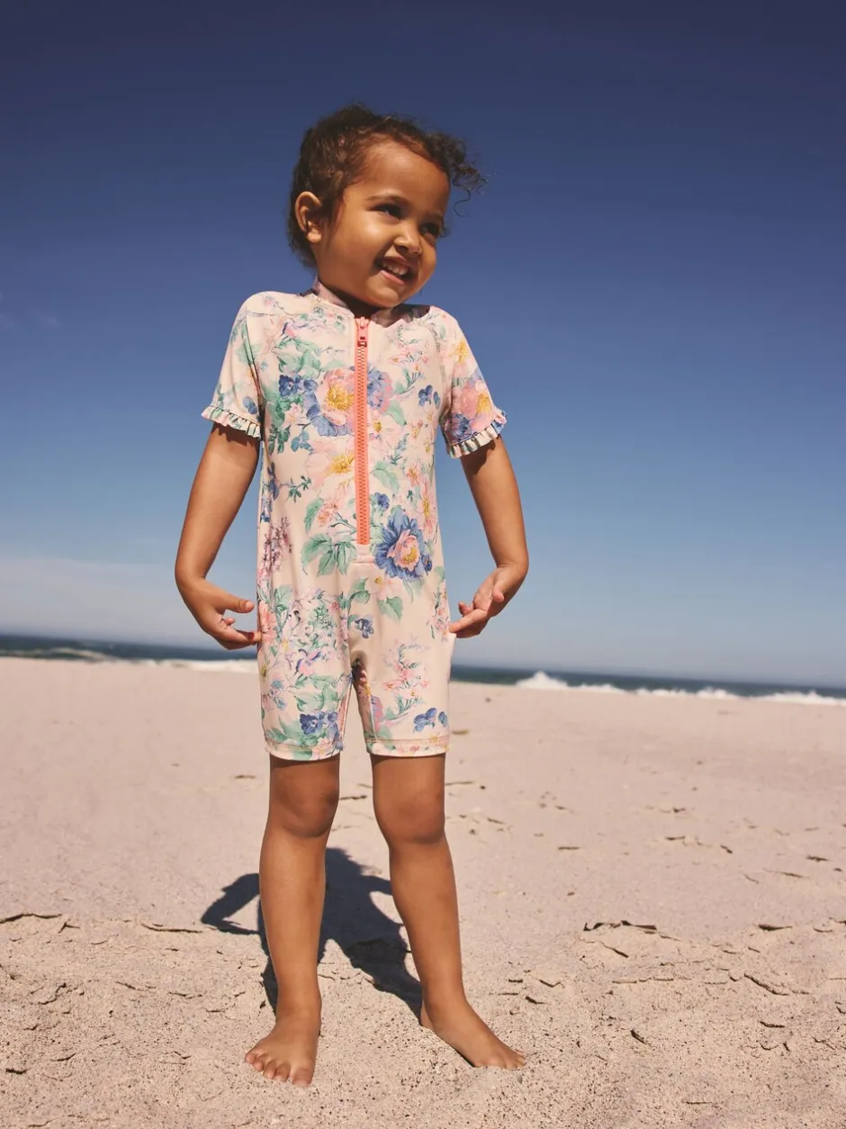 Badkleding|Badkleding|Next Roze met bloemenprint - Zonbeschermend badpak (3 mnd-10 jr)