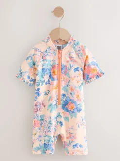 Badkleding|Badkleding|Next Roze met bloemenprint - Zonbeschermend badpak (3 mnd-10 jr)