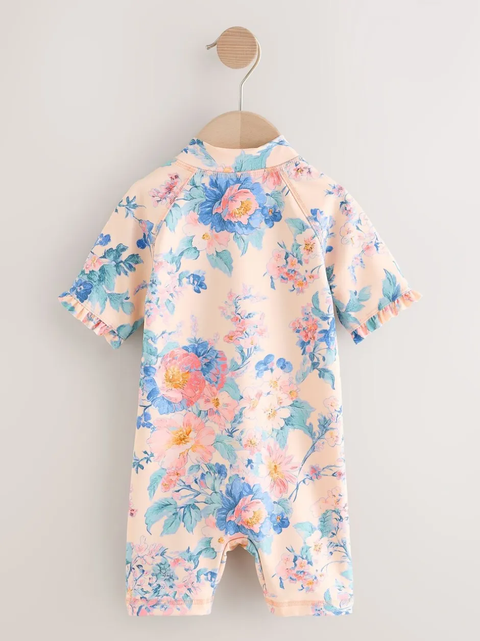 Badkleding|Badkleding|Next Roze met bloemenprint - Zonbeschermend badpak (3 mnd-10 jr)