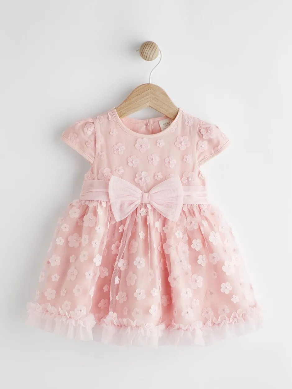 Gelegenheidskleding|Jurken|Next - Feestelijke babyjurk (0 mnd-2 jr) Roze met 3D-bloemen