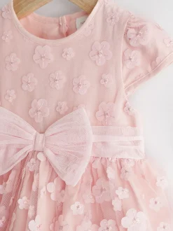 Gelegenheidskleding|Jurken|Next - Feestelijke babyjurk (0 mnd-2 jr) Roze met 3D-bloemen