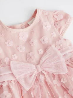 Gelegenheidskleding|Jurken|Next - Feestelijke babyjurk (0 mnd-2 jr) Roze met 3D-bloemen
