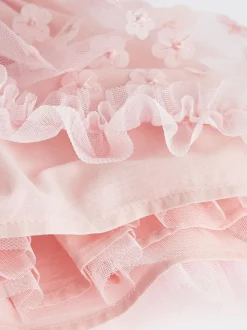 Gelegenheidskleding|Jurken|Next - Feestelijke babyjurk (0 mnd-2 jr) Roze met 3D-bloemen