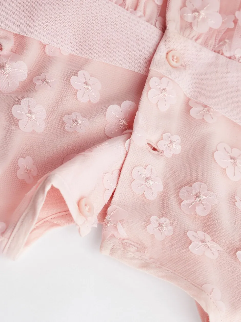 Gelegenheidskleding|Jurken|Next - Feestelijke babyjurk (0 mnd-2 jr) Roze met 3D-bloemen