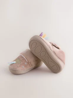 Pantoffels|Next - Gezellige pantoffels met voering en omgevende zool Roze met eenhoornprint