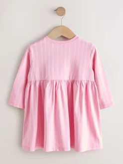 Jurken|Jurken|Next Roze met eenhoornprint - Jurk met lange mouwen en versiering (3mnd -7jr)
