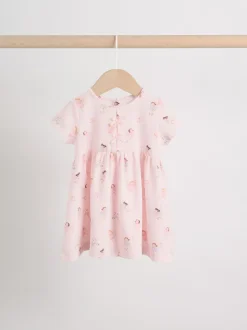 Gelegenheidskleding|Jurken*Next - Baby Short Sleeve Dress 2 Pack (0mths-3yrs) Roze met elfjes